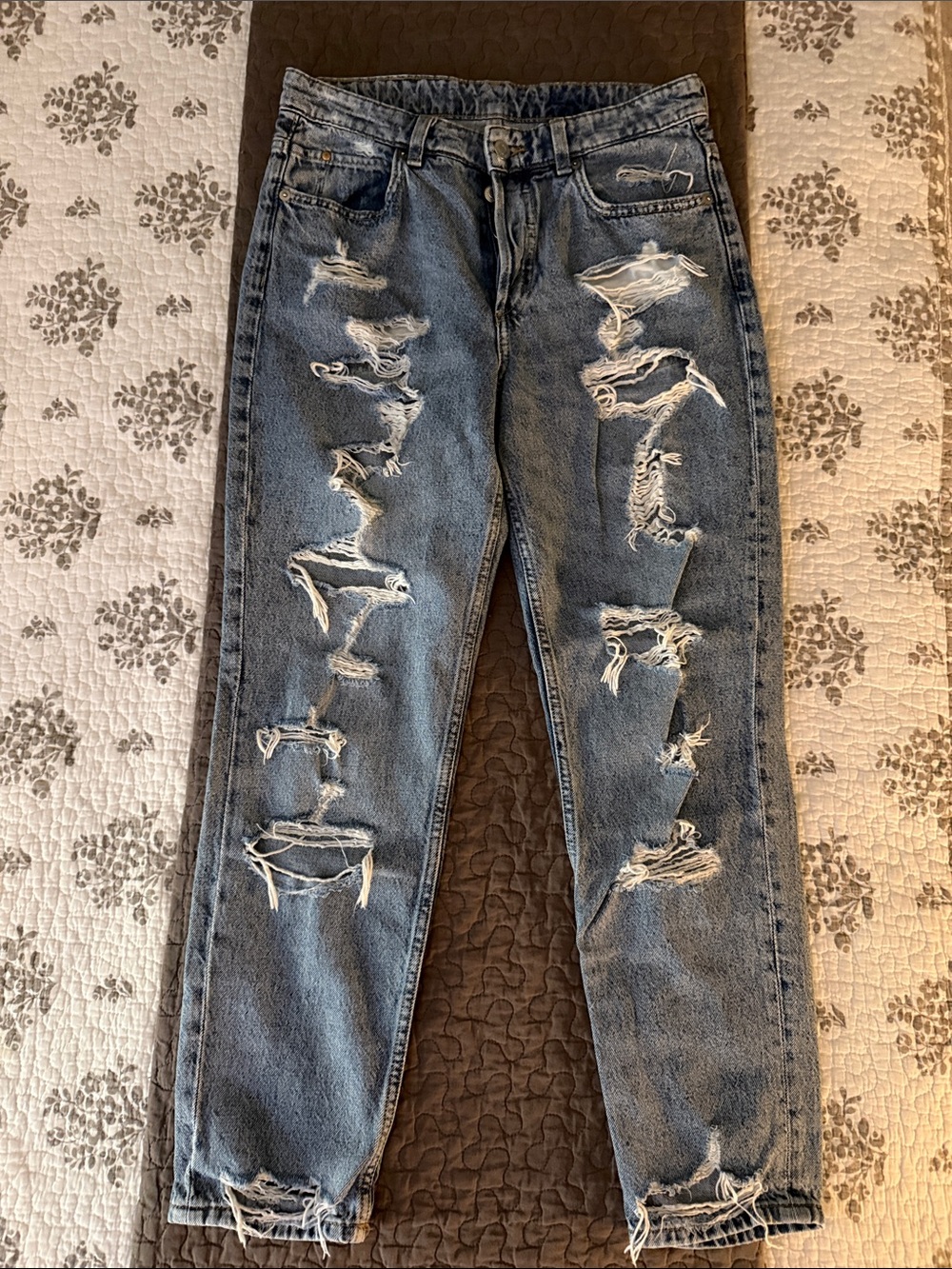 H&M Ripped Light Blue Boyfriend Jeans